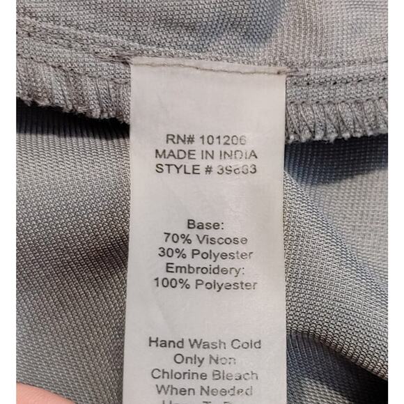 Soft Surroundings Floral Embroidered Velvet V-Neck Shift Dress Gray Womens PXS - Picture 7 of 9